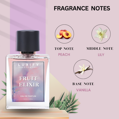 Fruit Elixir | Notes of Peach, Lily & Vanilla | Eau De Parfum | Unisex Fragrance | Luxury Gift Pack