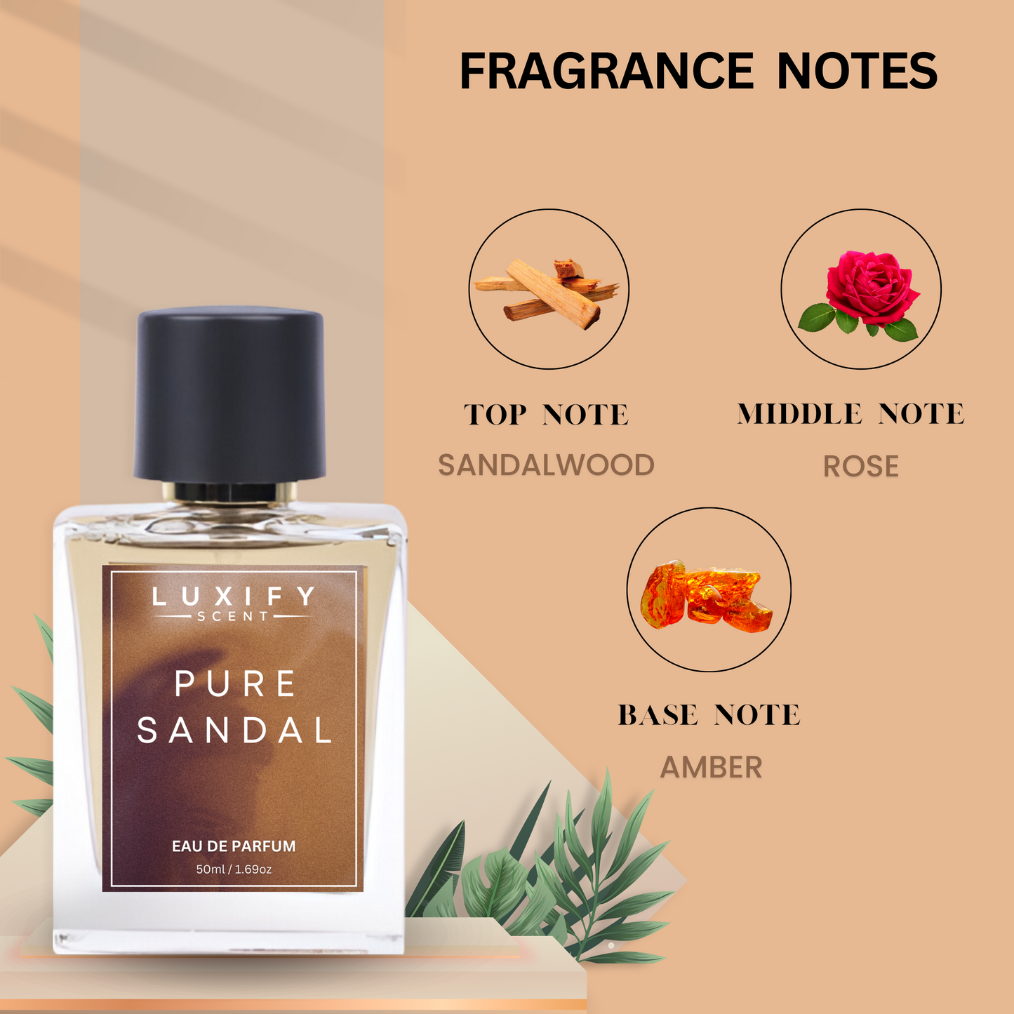 Pure Sandal Perfume | Notes of Woody, Powdery & Warm Spicy | Eau De Parfum | Unisex Fragrance | Luxury Gift Pack