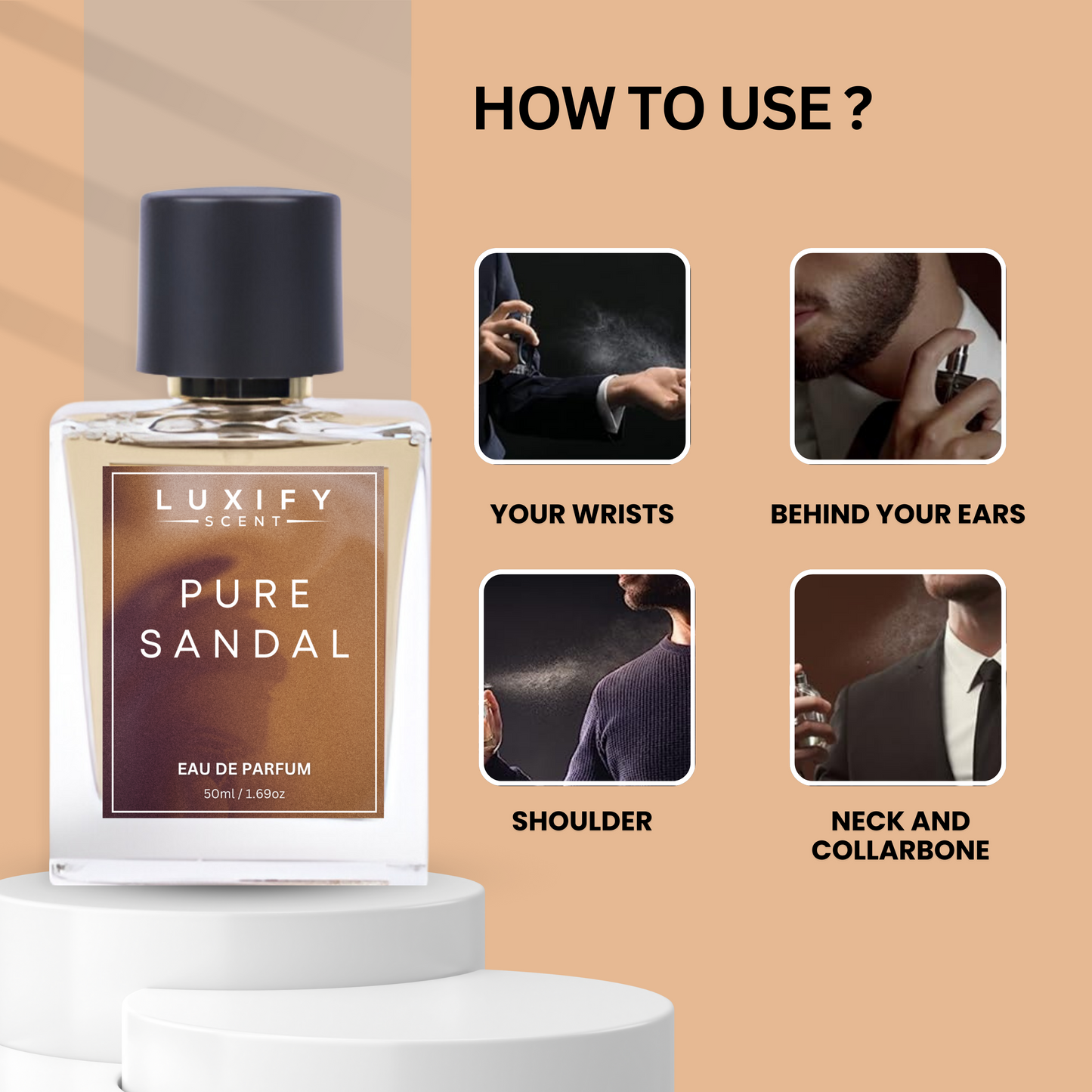 Pure Sandal Perfume | Notes of Woody, Powdery & Warm Spicy | Eau De Parfum | Unisex Fragrance | Luxury Gift Pack