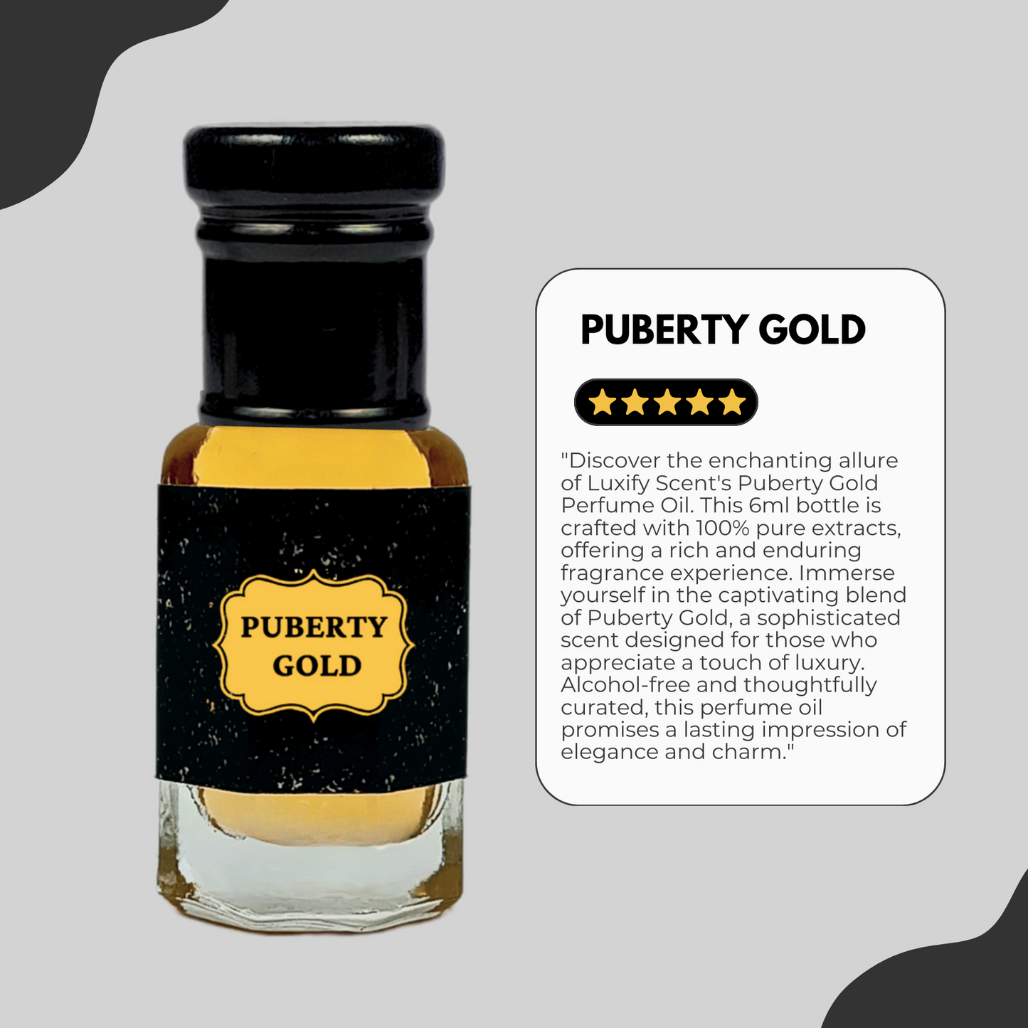 LUXIFY SCENT Puberty Gold Pure Parfum Oil | Rich Luxury Scent | Long Lasting Fragrance